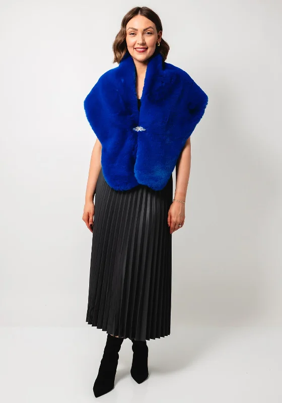 Serafina Collection One Size Faux Fur Shawl, Royal Blue Women's work jackets