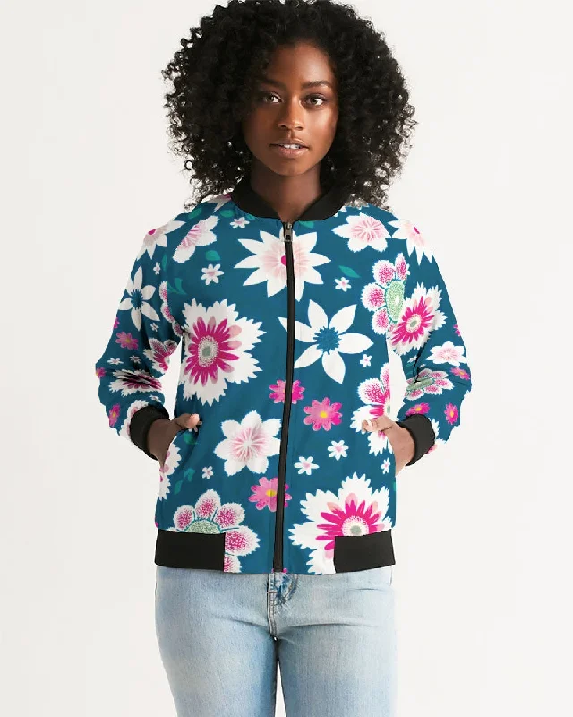 Beautiful floral pattern Women's All-Over Print Bomber Jacket Women's date night jackets