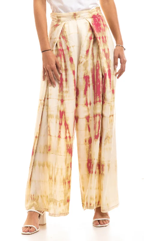 97065 Wide Leg Tie Dye Summer Pants - Multicolour