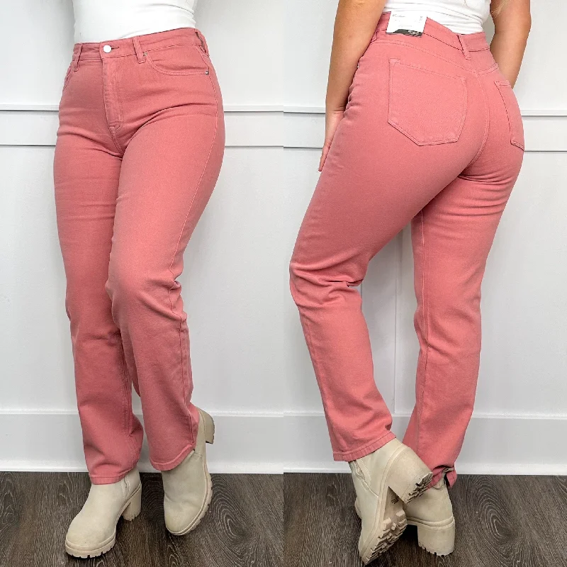 KanCan Harper High Rise 90s Straight Leg Pink Jeans