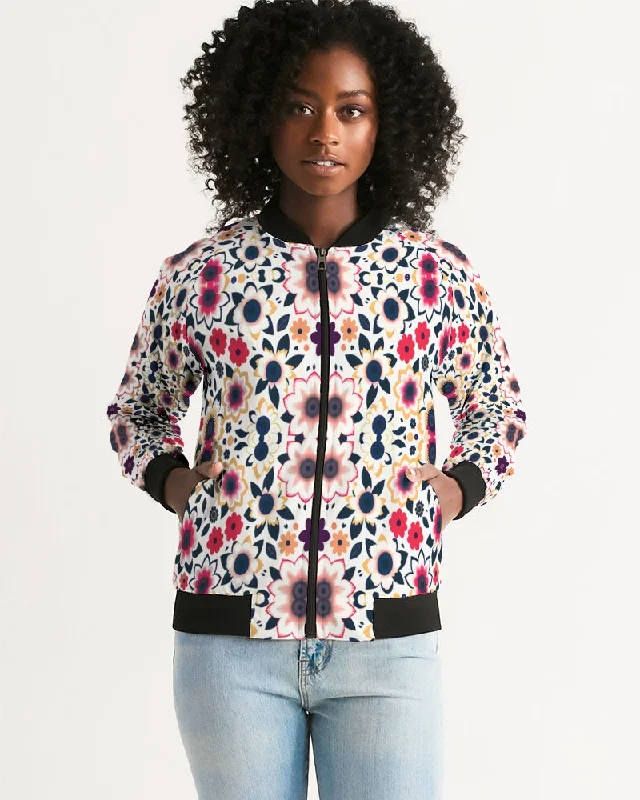 Abstract flower pattern Women's All-Over Print Bomber Jacket Women's budget jackets