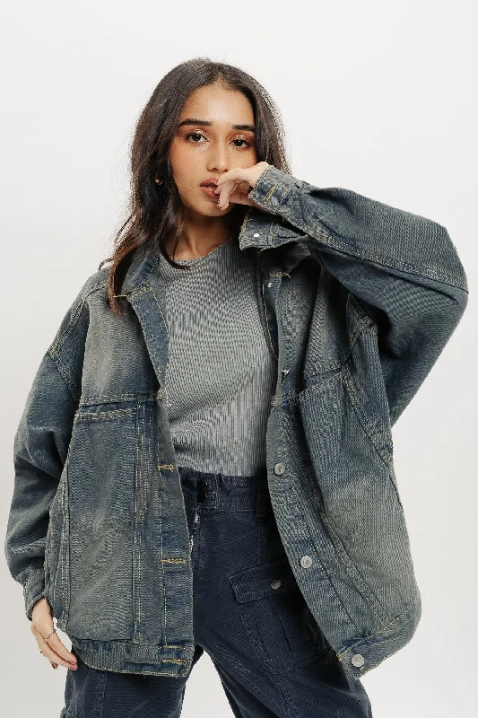 Faded Blue Denim Jacket Women's waterproof jackets