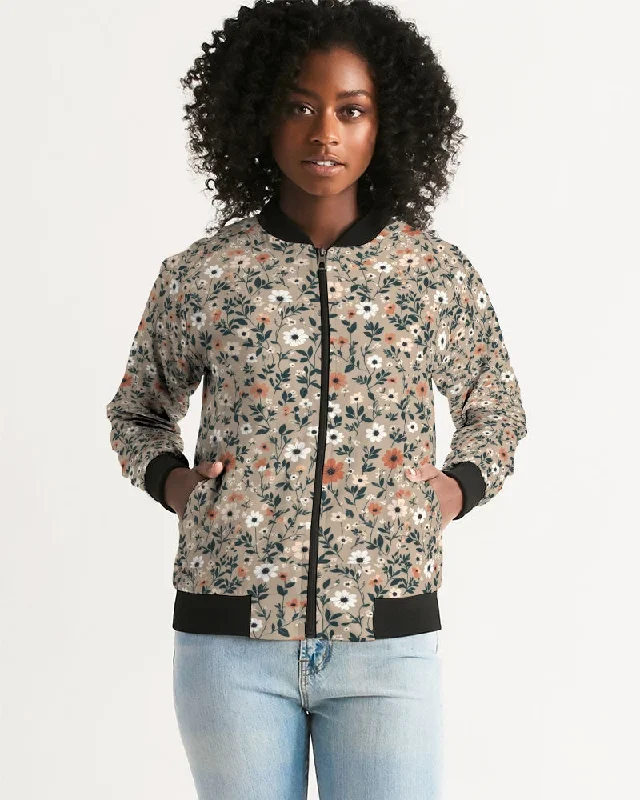 Busy and pretty Women's All-Over Print Bomber Jacket Women's winter-ready jackets