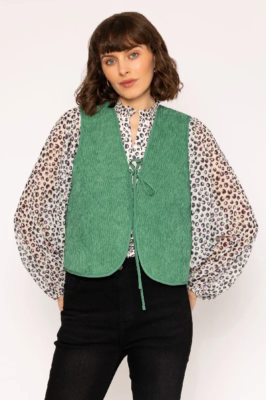 Green Cord Quilted Gilet Women's stylish jackets