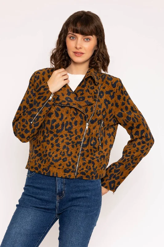 Animal Print Cord Biker Jacket Women's discounted jackets