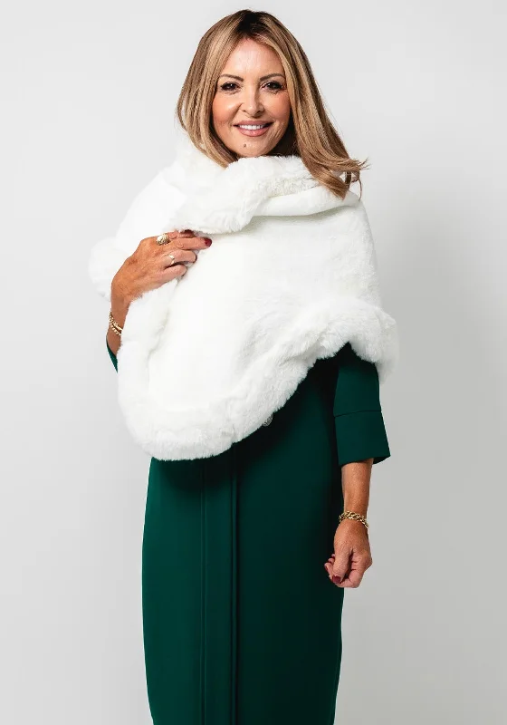 Serafina Collection Faux Fur One Size Cape, White Women's Adidas jackets