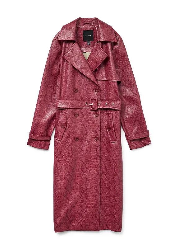 Vero Moda Carolina Snake Trench Coat, Wine Women's travel jackets