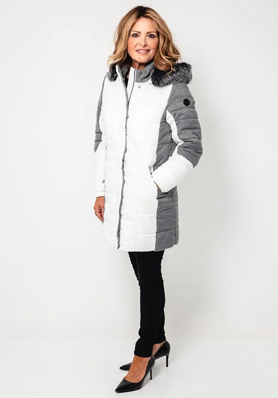 Normann Contrast Hooded Padded Coat, White Best women's jackets for rain