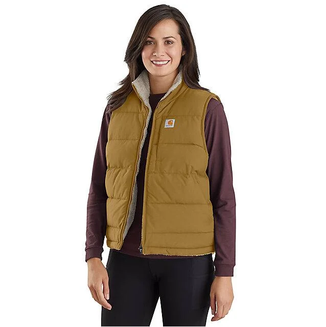 Women's Insulated Montana Puffer Vest - Reversible - Oak Brown Women's suede jackets