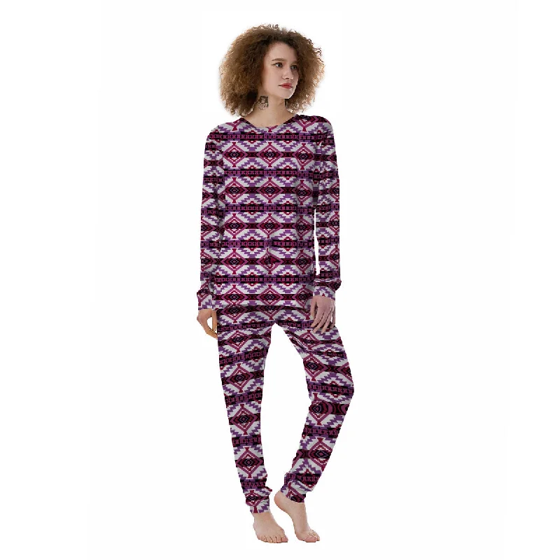 Ethnic Pink African Print Pattern Women's Pajamas Funny graphic pajama sets