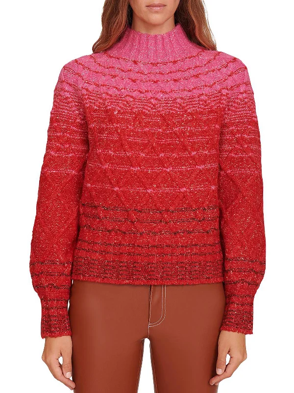 Evelyn Womens Cable Knit Ombre Mock Turtleneck Sweater Crewneck sweaters