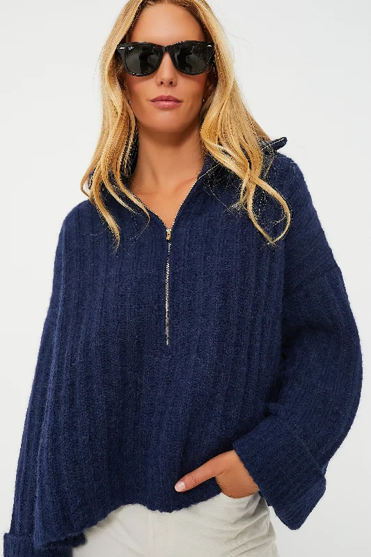 Navy Uma Poncho Minimalist sweaters