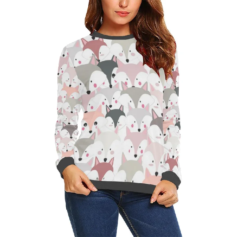 Pattern Print Fox Women's Sweatshirt Silk-blend sweaters