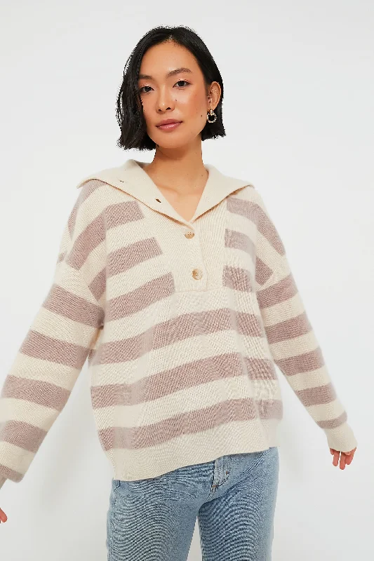 Vanilla Mauve Walden Stripe Cashmere Rafferty Sweater Outdoor sweaters