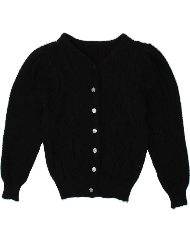 VINTAGE Womens Cardigan Sweater UK 10 Small Black V-neck sweaters