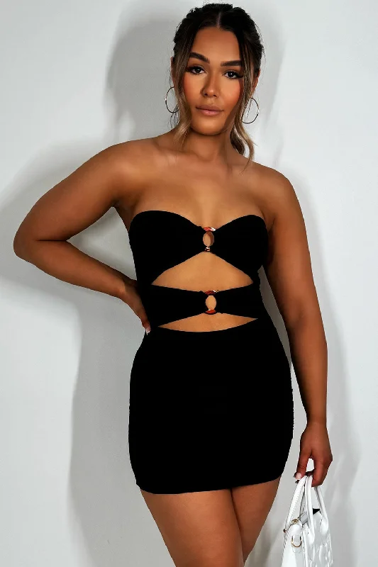 Cut Out Mini Dress With Ring Detail Black Best mini dresses for hourglass body shape