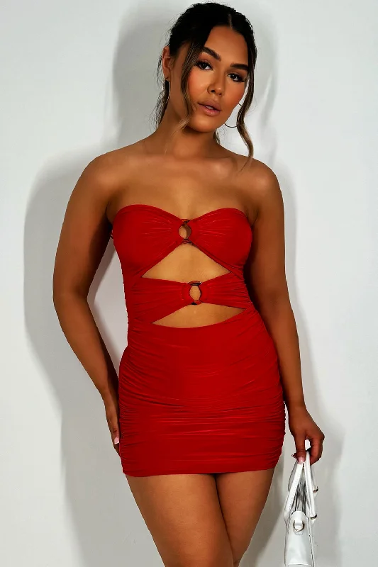 Cut Out Mini Dress With Ring Detail Red Best mini dresses for petites