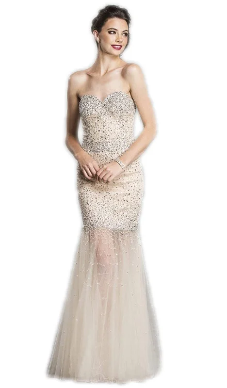 Aspeed Design - Strapless Beaded Trumpet Evening Gown Classic Bridal Dress