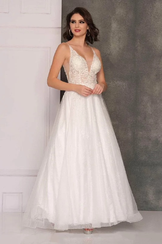 Dave & Johnny 10517 - Embellished A-Line Bridal Gown Silk Bridal Dress