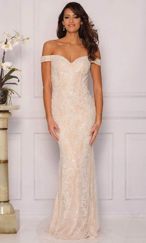 Dave & Johnny Bridal A10321 - Embroidered Sweetheart Long Gown Lace Boho Dress