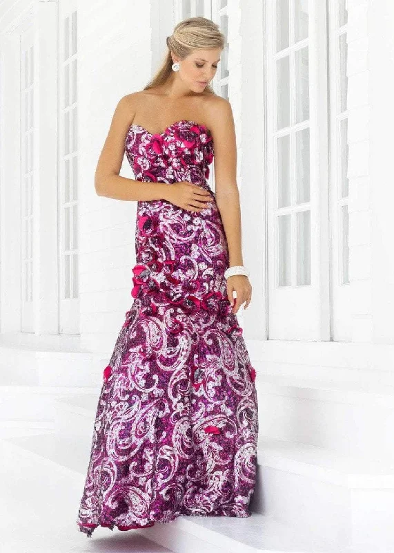 Blush by Alexia Designs - 9336 Strapless Floral Sequined Trumpet Gown Stretchy party dresses