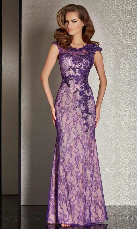 Clarisse - Illusion Jewel Lace Trumpet Gown M6236 - 1 pc Purple/Nude In Size 6 Available Best party dresses for tall women