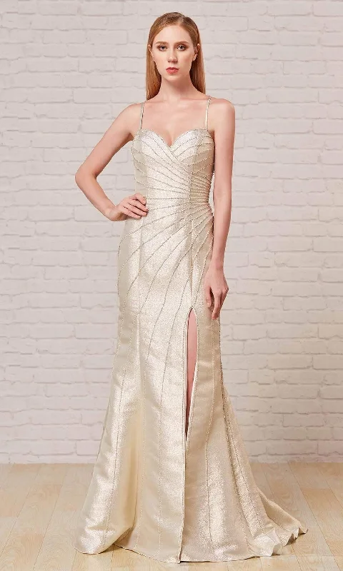 J'Adore Dresses - J18047 Bead-Trimmed High Slit Mermaid Gown Best party dresses for formal events