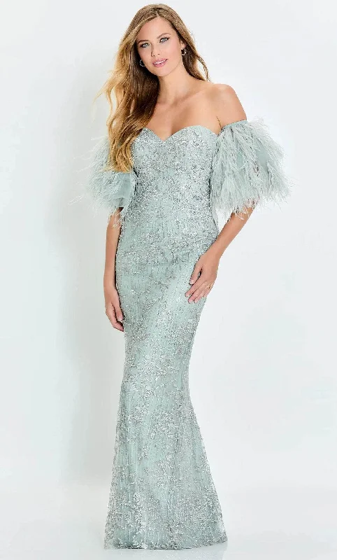 Montage by Mon Cheri M525 - Detachable Feathered Sleeve Strapless Evening Dress Lightweight party dresses for summer