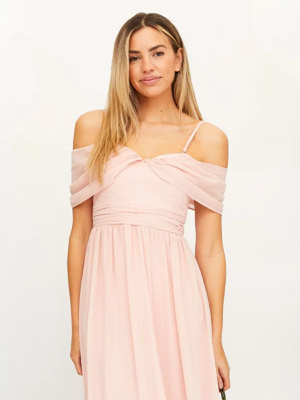 Cold Shoulder Maxi Chiffon Dress / Blush Street style maxi dresses