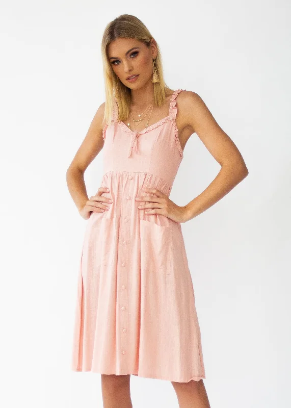 Alara Linen Midi Dress - Dusty Peach Sexy little black midi dresses