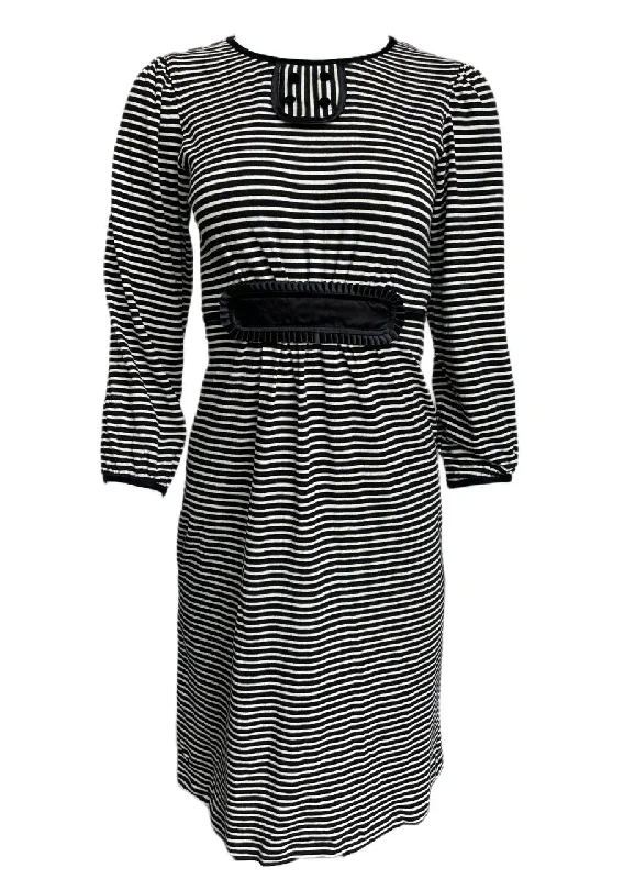 FORNARINA Women's Black Phone Striped Midi Dress Size Medium NWT Trendy midi dresses under $50