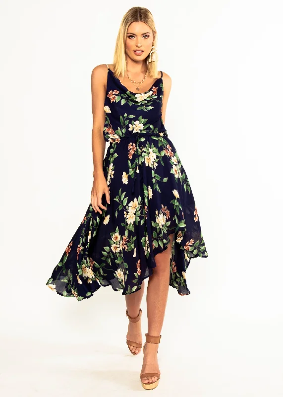 In A Million Midi Dress - Navy Floral Summer party midi dresses