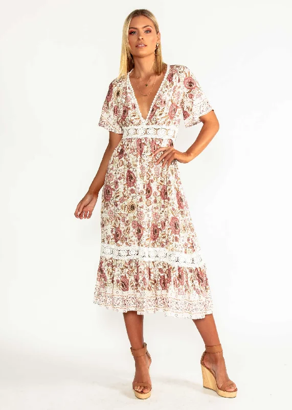 In Too Deep Midi Dress - Vintage Rose PrettyLittleThing midi dresses