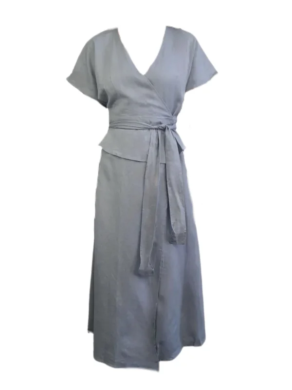 MADISON THE LABEL Women's Blue Linen Midi A-Line Dress #MS0241 X-Small NWT Chiffon midi dresses