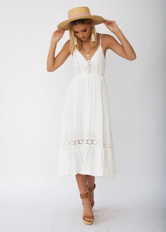 Nightingale Midi Dress - White Birthday midi dresses