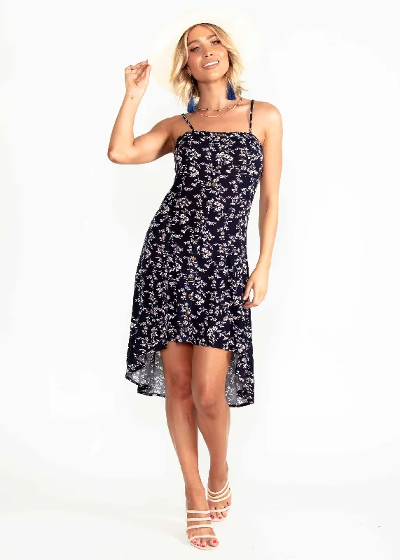 Sole Midi Dress - Navy Floral Lightweight midi dresses for hot weather