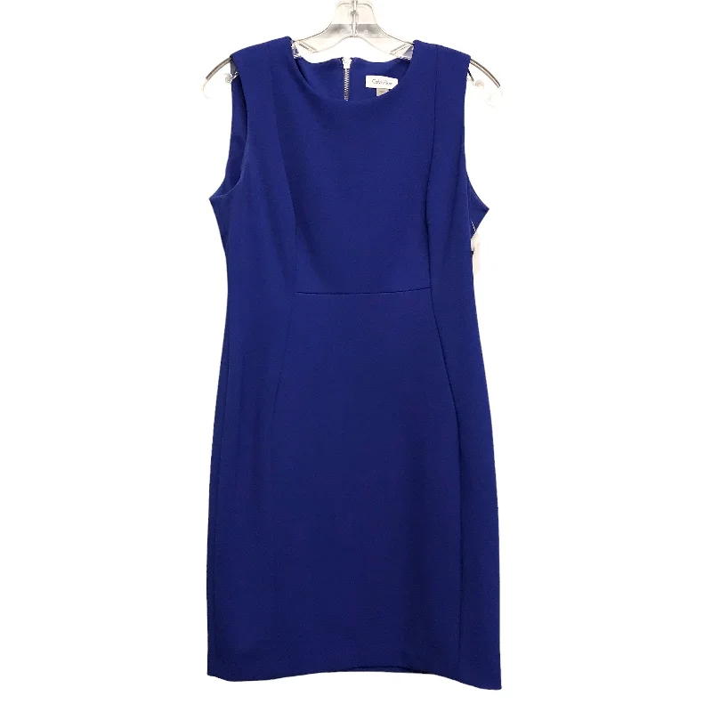 BLUE DRESS CASUAL MIDI by CALVIN KLEIN Size:L Cotton Midi Skirt