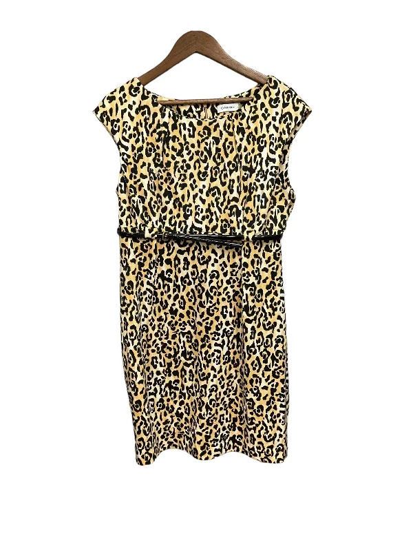 Dress Casual Midi By Calvin Klein In Animal Print, Size: Xl Slim Fit Midi