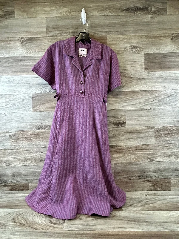 Dress Casual Midi By Flax In Purple, Size: Petite Printed Satin Midi