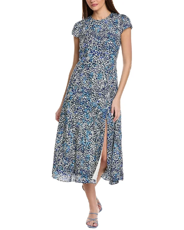 Reiss Livia Print Split Midi Dress Elegant A-line Skirt