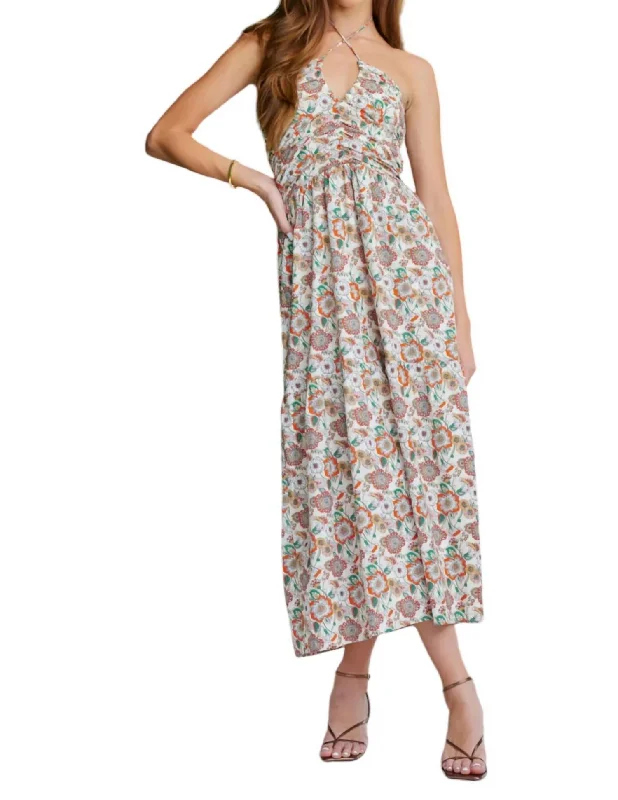 Aeries Halter Dress In Aruba Print Open-back unclassified dresses