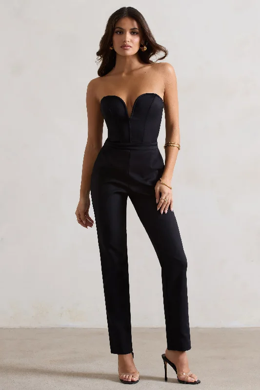 Camden | Black Corset Style Tailored Straight-Leg Jumpsuit Travel unclassified dresses