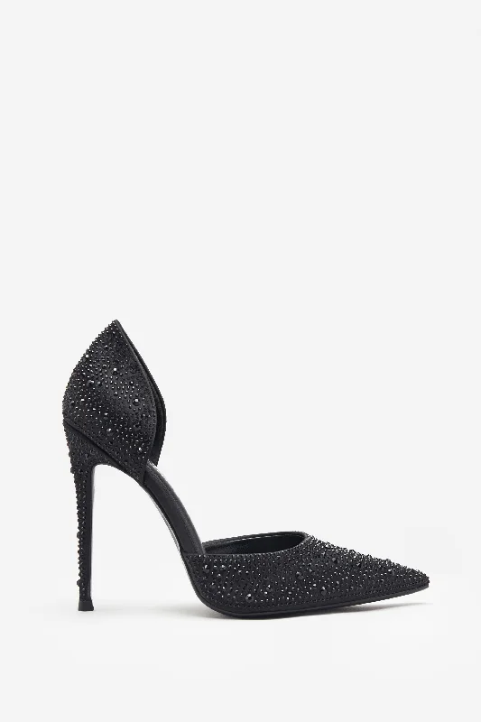 Catcher | Black Diamante Pointed Court Heels Printed unclassified dresses