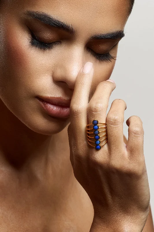 Cerys | Blue Stacked Statement Ring Silk unclassified dresses