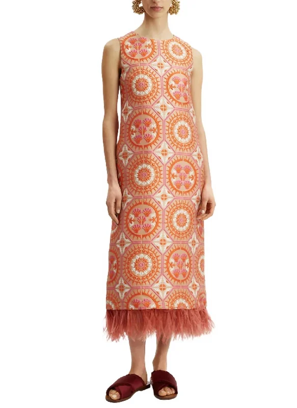 Column Dress With Feathers In Sun Backless unclassified dresses