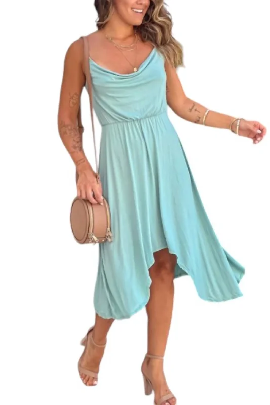 Cowl Neck Dress In Sage Flowy unclassified dresses