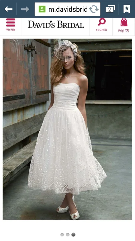 David's Bridal Galina Embroidered Tea Length Gown with Ruched Wai High-low unclassified dresses