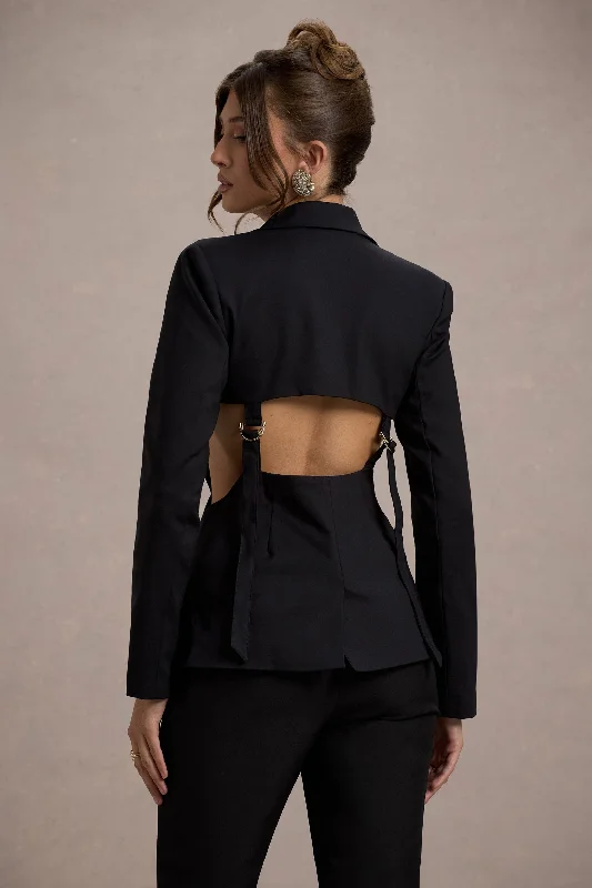 Fixation | Black Tailored Cut Out Blazer Y2K unclassified dresses