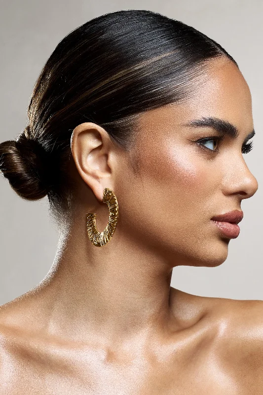 Gamora | Gold Textured Chunky Hoops Flowy unclassified dresses