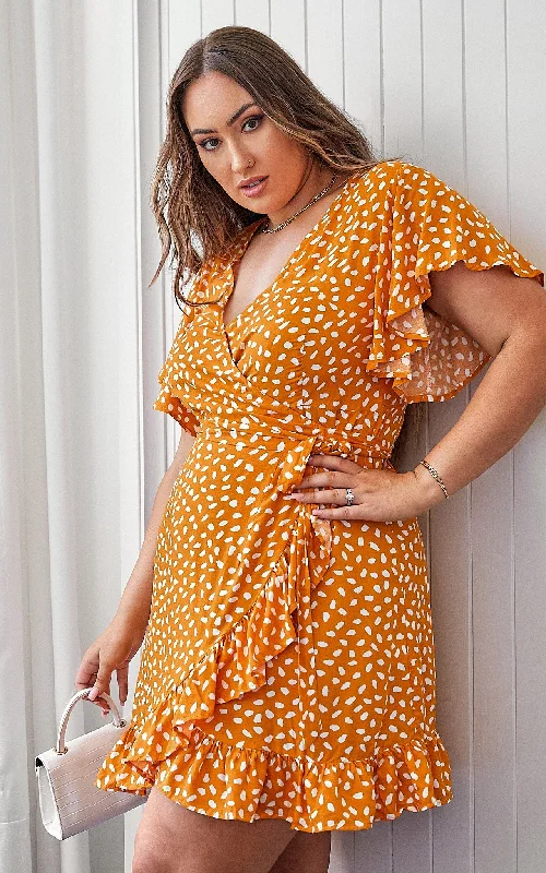 Haven Wrap Dress - Mustard Spots Long unclassified dresses